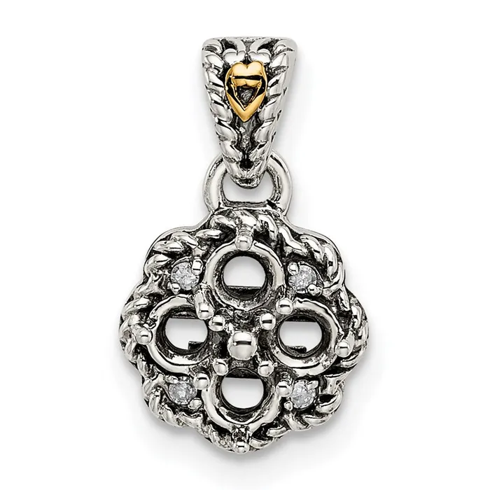 Sterling Silver 14k Fourstone and Diamond Mothers Pendant TreasureFineJewelers Necklaces