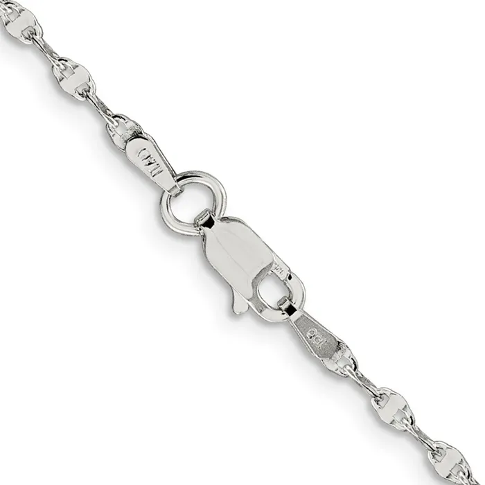 Sterling Silver 225mm Fancy Wave Flat Link Chain TreasureFineJewelers Rings