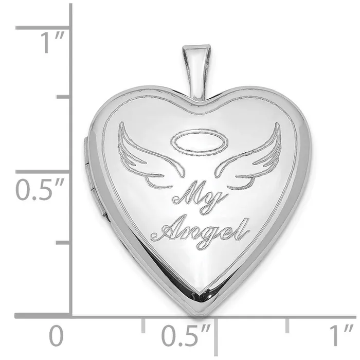 Sterling Silver 21mm Polished My Angel Heart Locket TreasureFineJewelers Rings