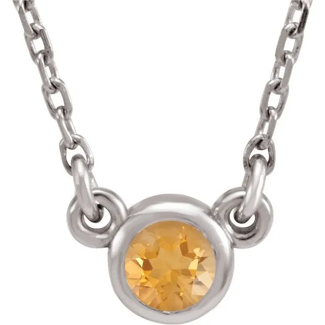 Sterling Silver 4 mm Round Imitation Citrine BezelSet Solitaire 16 Necklace TreasureFineJewelers Necklaces Sterling Silver 4 mm Round Imitation Citrine BezelSet Solitaire 16 Necklace TreasureFineJewelers Necklaces