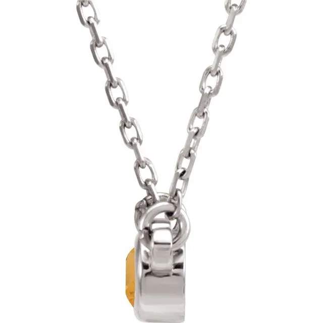 Sterling Silver 4 mm Round Imitation Citrine BezelSet Solitaire 16 Necklace TreasureFineJewelers Necklaces