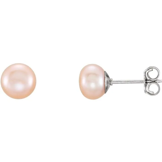 Sterling Silver 67 mm Pink Freshwater Cultured Pearl Earrings TreasureFineJewelers Earrings Sterling Silver 67 mm Pink Freshwater Cultured Pearl Earrings TreasureFineJewelers Earrings