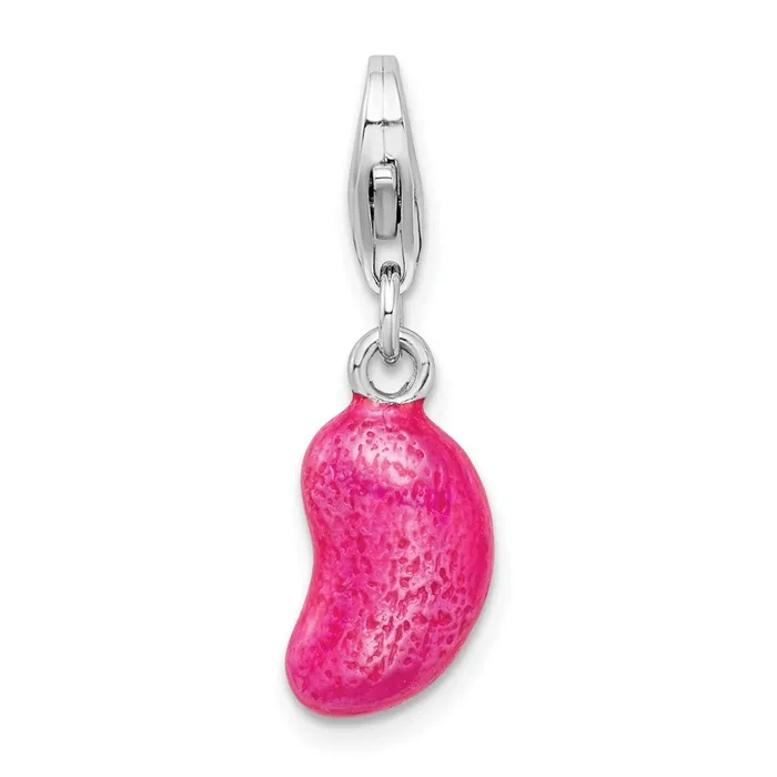 Sterling Silver Amore La Vita Rhodpl 3D Enameled Pink Jelly Bean Charm TreasureFineJewelers Rings Sterling Silver Amore La Vita Rhodpl 3D Enameled Pink Jelly Bean Charm TreasureFineJewelers Rings