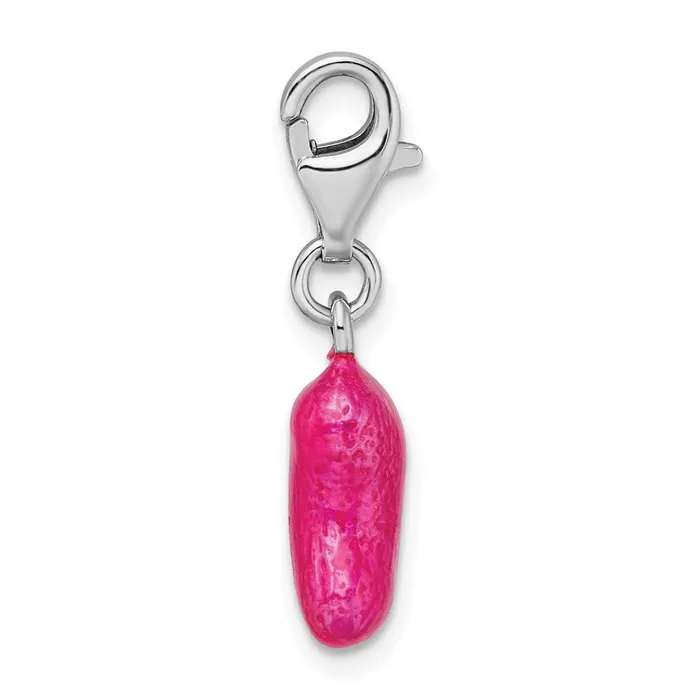 Sterling Silver Amore La Vita Rhodpl 3D Enameled Pink Jelly Bean Charm TreasureFineJewelers Rings