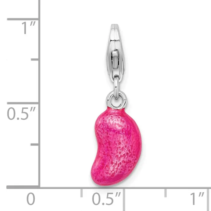 Sterling Silver Amore La Vita Rhodpl 3D Enameled Pink Jelly Bean Charm TreasureFineJewelers Rings