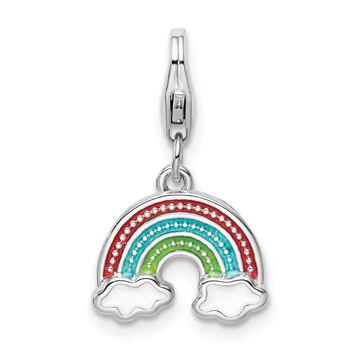 Sterling Silver Amore La Vita Rhodiumpl Polished Enameled Rainbow Charm TreasureFineJewelers Rings