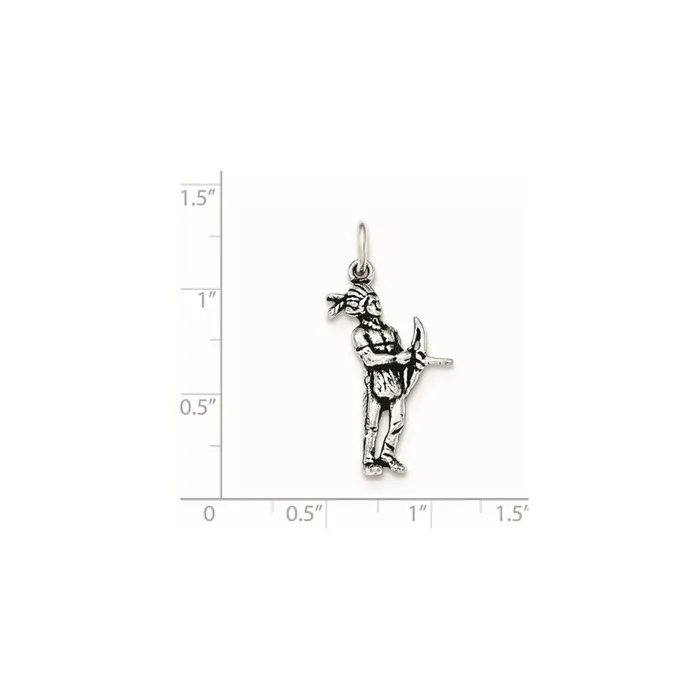 Sterling Silver Antiqued Man wBow Arrow Standing Pendant TreasureFineJewelers Necklaces