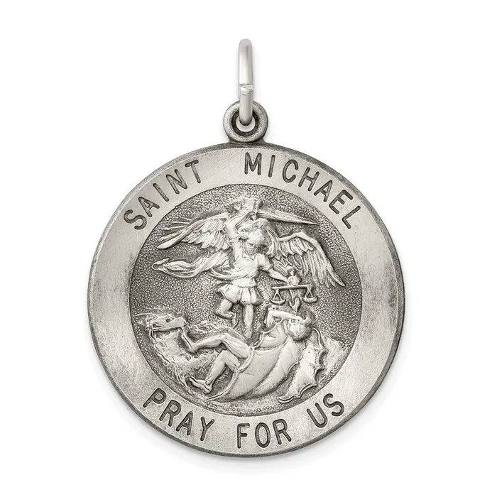 Sterling Silver Antiqued Saint Michael Medal TreasureFineJewelers Rings