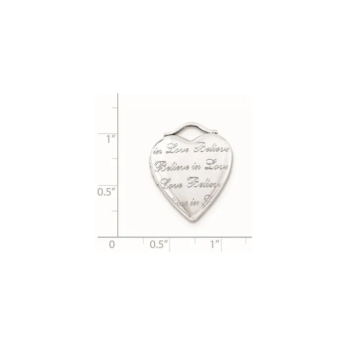 Sterling Silver Believe In Love 20mm Heart Locket TreasureFineJewelers Rings