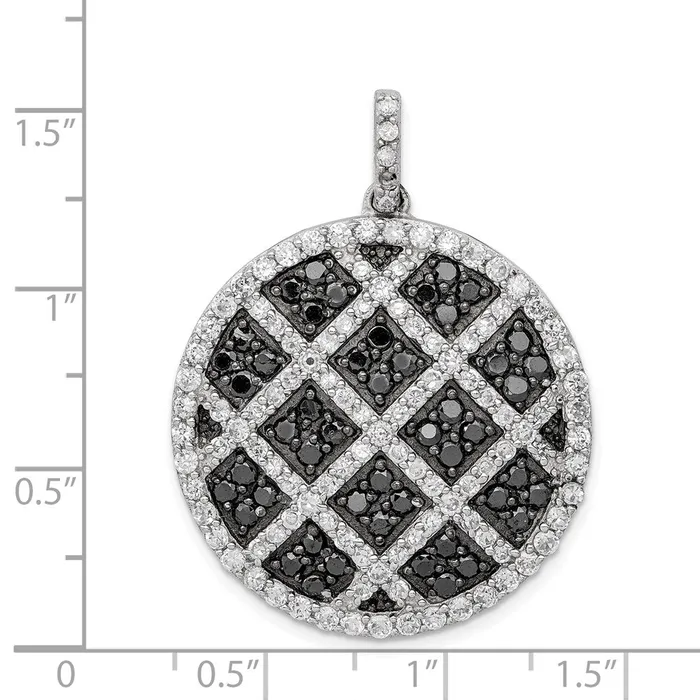 Sterling Silver Black and White CZ Checkered Pendant TreasureFineJewelers Necklaces