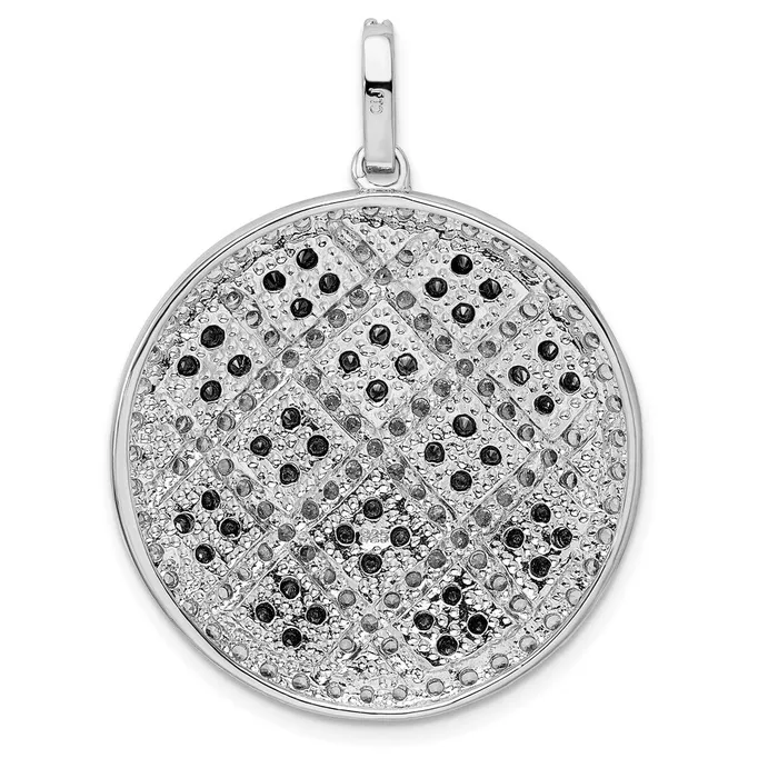 Sterling Silver Black and White CZ Checkered Pendant TreasureFineJewelers Necklaces