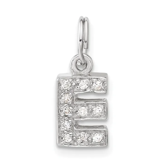 Sterling Silver CZ Initial E Charm TreasureFineJewelers Necklaces