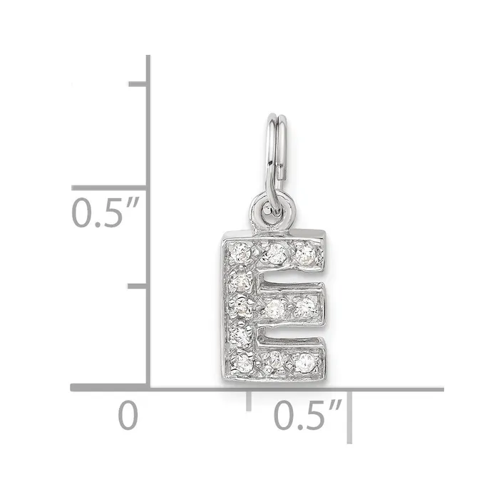 Sterling Silver CZ Initial E Charm TreasureFineJewelers Necklaces