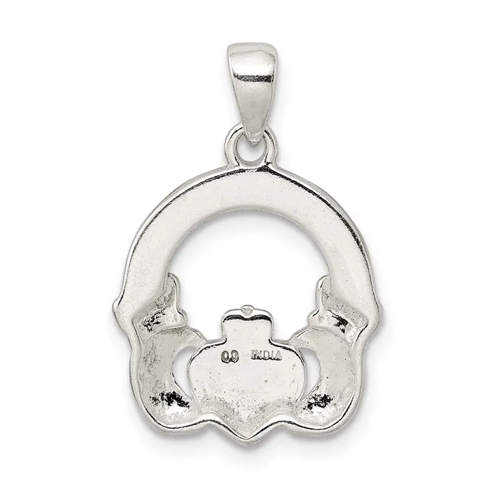 Sterling Silver Glitter Infused Claddagh Pendant TreasureFineJewelers Necklaces
