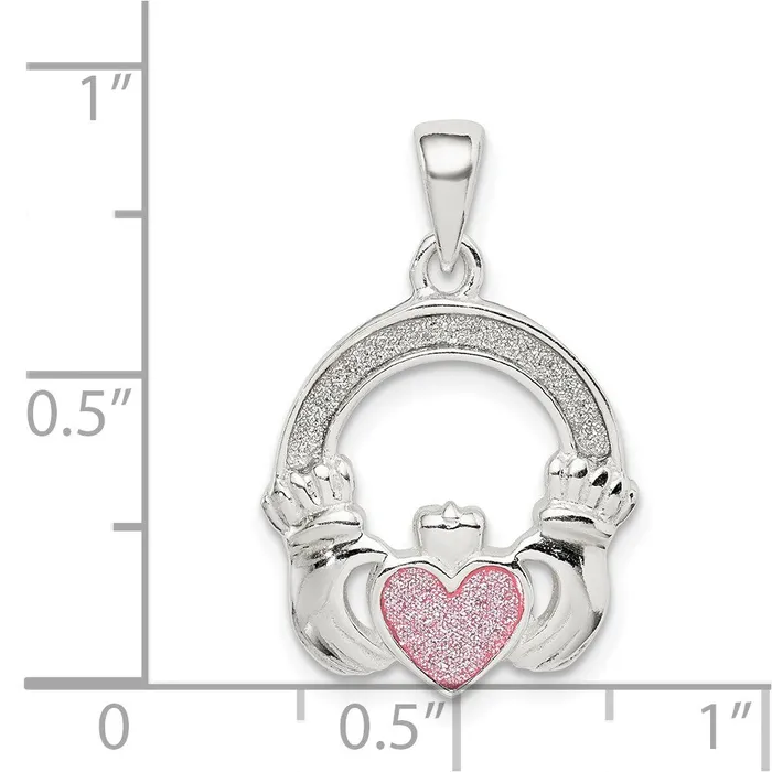 Sterling Silver Glitter Infused Claddagh Pendant TreasureFineJewelers Necklaces