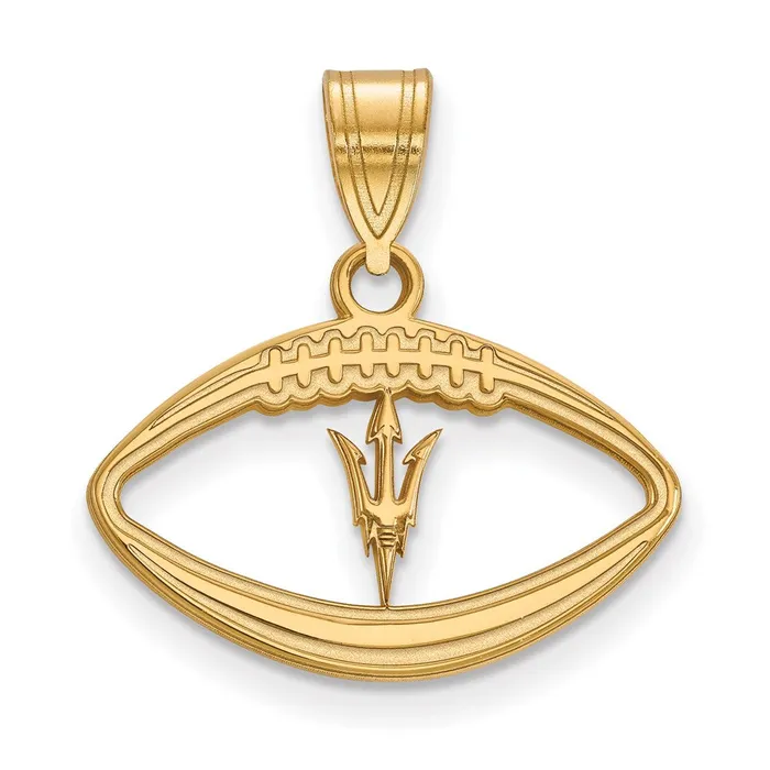 Sterling Silver Goldplated Arizona State University Pitchfork in Football Pendant TreasureFineJewelers Necklaces Sterling Silver Goldplated Arizona State University Pitchfork in Football Pendant TreasureFineJewelers Necklaces
