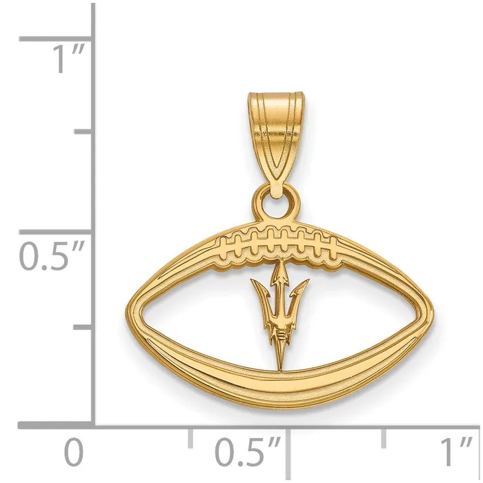 Sterling Silver Goldplated Arizona State University Pitchfork in Football Pendant TreasureFineJewelers Necklaces