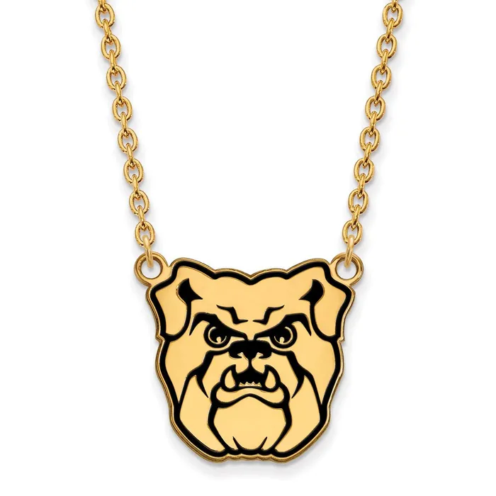 Sterling Silver Goldplated Butler University Bulldog Enameled Large Pendant 18 inch Necklace TreasureFineJewelers Necklaces Sterling Silver Goldplated Butler University Bulldog Enameled Large Pendant 18 inch Necklace TreasureFineJewelers Necklaces