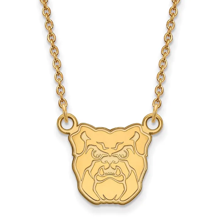 Sterling Silver Goldplated Butler University Bulldog Small Pendant 18 inch Necklace TreasureFineJewelers Necklaces Sterling Silver Goldplated Butler University Bulldog Small Pendant 18 inch Necklace TreasureFineJewelers Necklaces