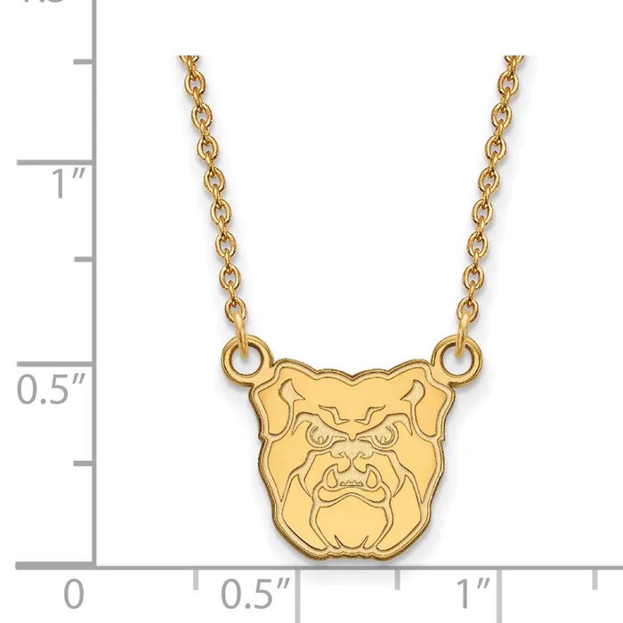Sterling Silver Goldplated Butler University Bulldog Small Pendant 18 inch Necklace TreasureFineJewelers Necklaces