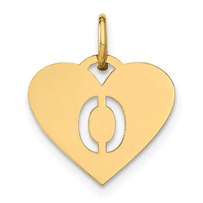 Sterling Silver Goldplated Initial Letter O Heart Initial Charm TreasureFineJewelers Necklaces