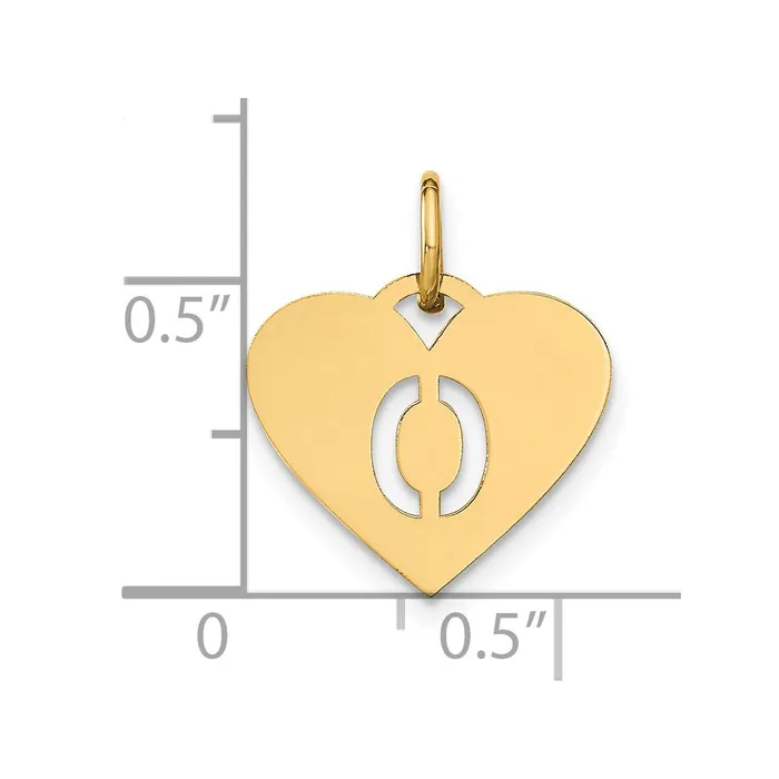 Sterling Silver Goldplated Initial Letter O Heart Initial Charm TreasureFineJewelers Necklaces