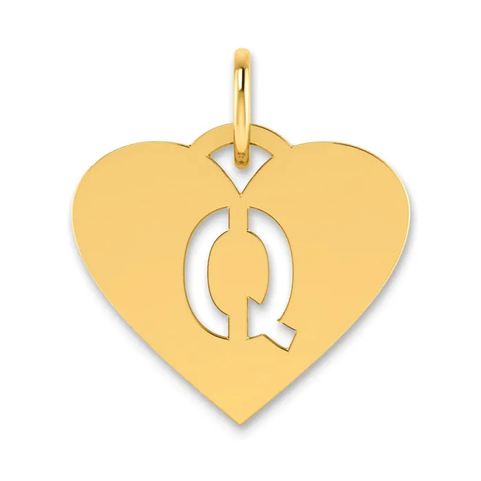 Sterling Silver Goldplated Initial Letter Q Heart Initial Charm TreasureFineJewelers Necklaces Sterling Silver Goldplated Initial Letter Q Heart Initial Charm TreasureFineJewelers Necklaces