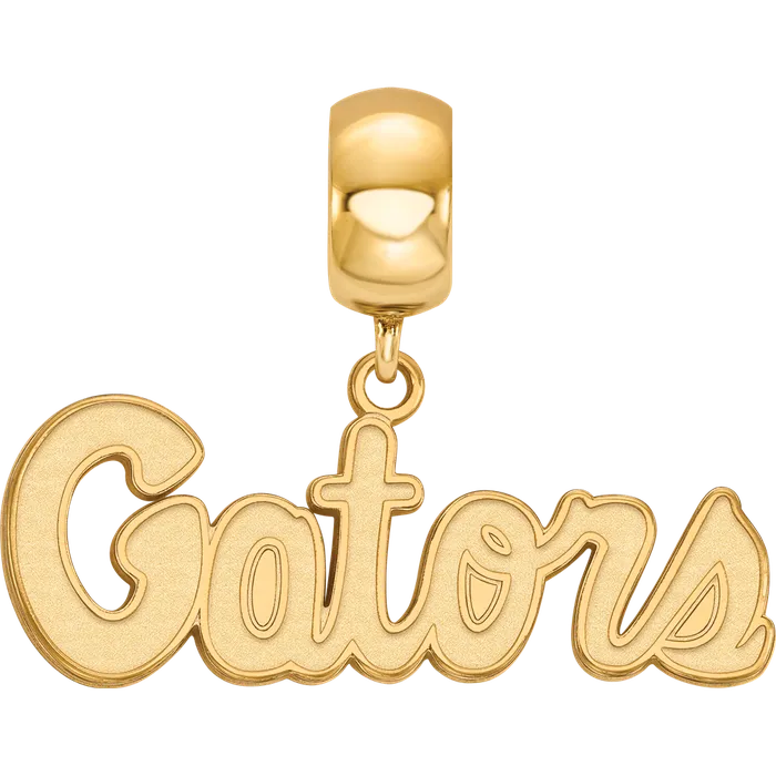 Sterling Silver Goldplated LogoArt University of Florida Gators Script Small Dangle Bead Charm TreasureFineJewelers Rings