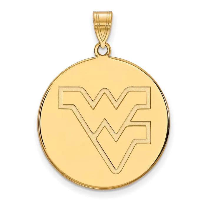 Sterling Silver Goldplated West Virginia University WV Extra Large Disc Pendant TreasureFineJewelers Necklaces Sterling Silver Goldplated West Virginia University WV Extra Large Disc Pendant TreasureFineJewelers Necklaces
