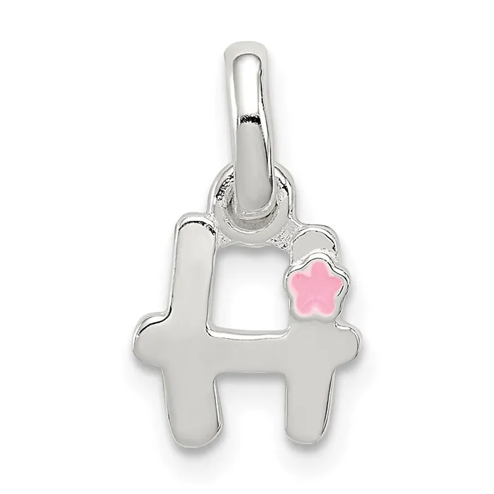 Sterling Silver Letter H with Enamel Pendant TreasureFineJewelers Necklaces Sterling Silver Letter H with Enamel Pendant TreasureFineJewelers Necklaces