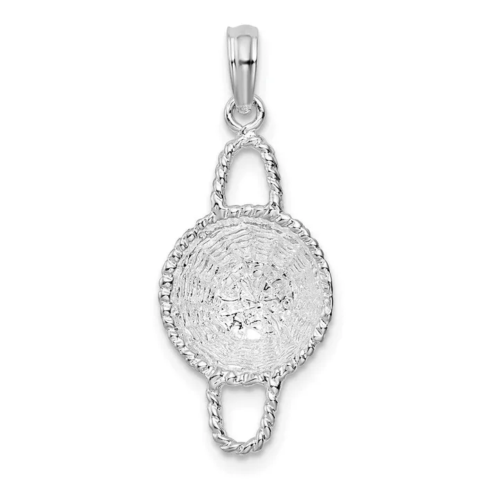 Sterling Silver Polished 3D Round Basket Pendant TreasureFineJewelers Necklaces Sterling Silver Polished 3D Round Basket Pendant TreasureFineJewelers Necklaces
