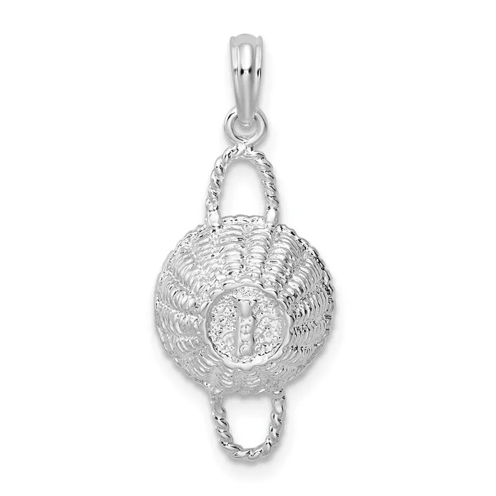 Sterling Silver Polished 3D Round Basket Pendant TreasureFineJewelers Necklaces