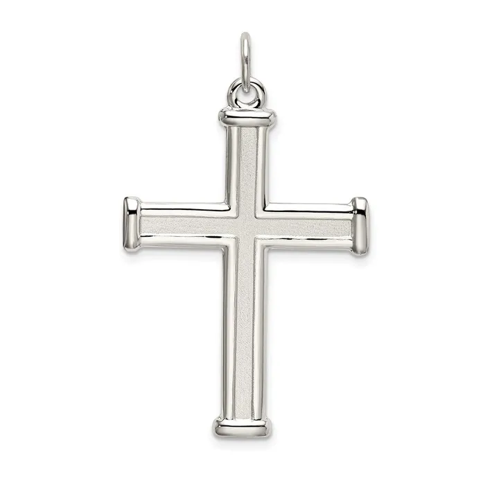 Sterling Silver Polished and Satin Cross Pendant TreasureFineJewelers Necklaces Sterling Silver Polished and Satin Cross Pendant TreasureFineJewelers Necklaces