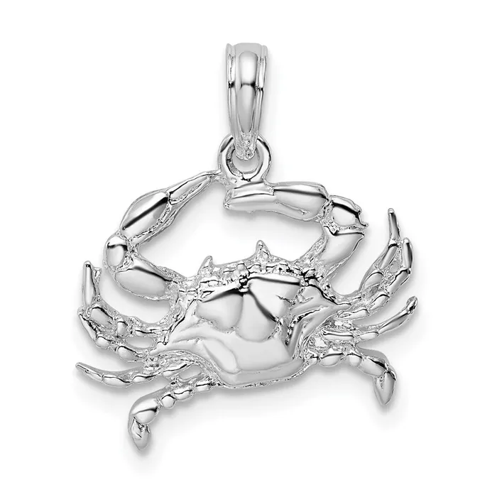 Sterling Silver Polished Blue Crab Pendant TreasureFineJewelers Necklaces