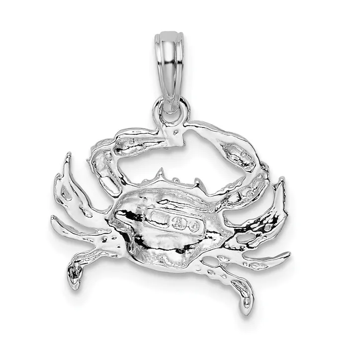 Sterling Silver Polished Blue Crab Pendant TreasureFineJewelers Necklaces