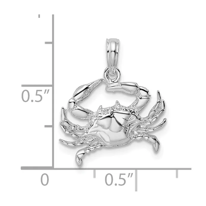 Sterling Silver Polished Blue Crab Pendant TreasureFineJewelers Necklaces