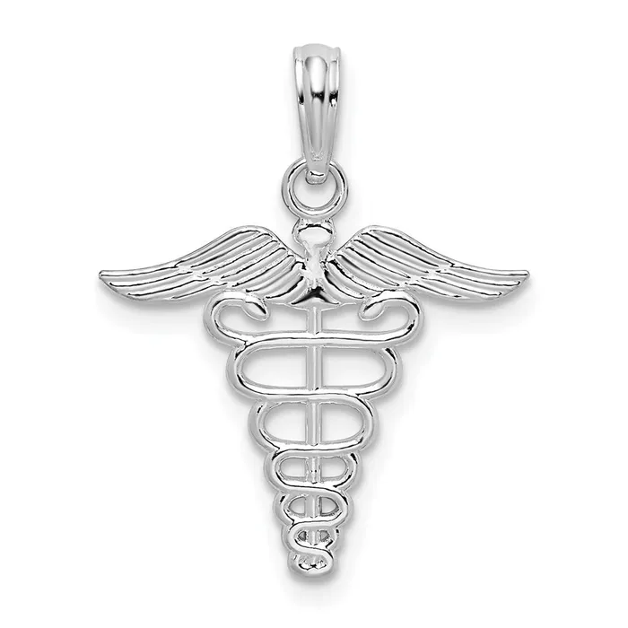 Sterling Silver Polished Cutout Caduceus Pendant TreasureFineJewelers Necklaces Sterling Silver Polished Cutout Caduceus Pendant TreasureFineJewelers Necklaces