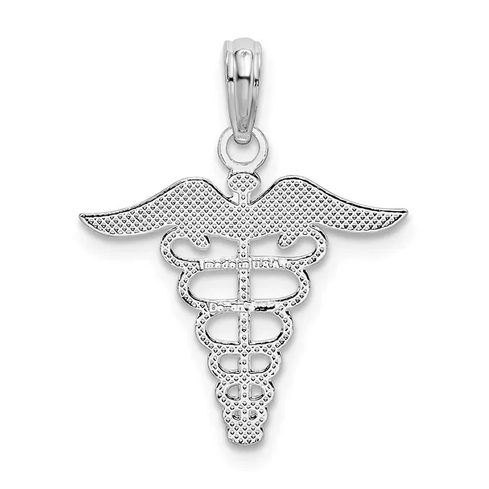 Sterling Silver Polished Cutout Caduceus Pendant TreasureFineJewelers Necklaces