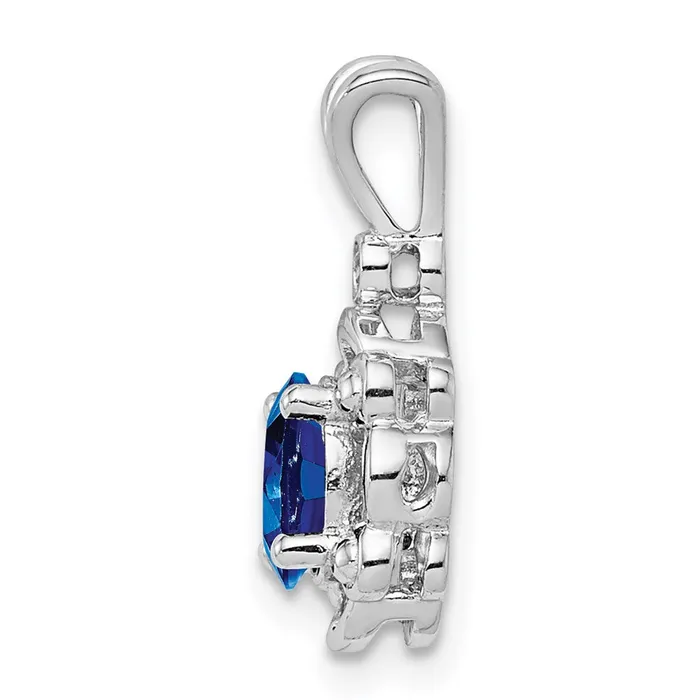 Sterling Silver Rhodiumplated Created Sapphire Diam Pendant TreasureFineJewelers Necklaces