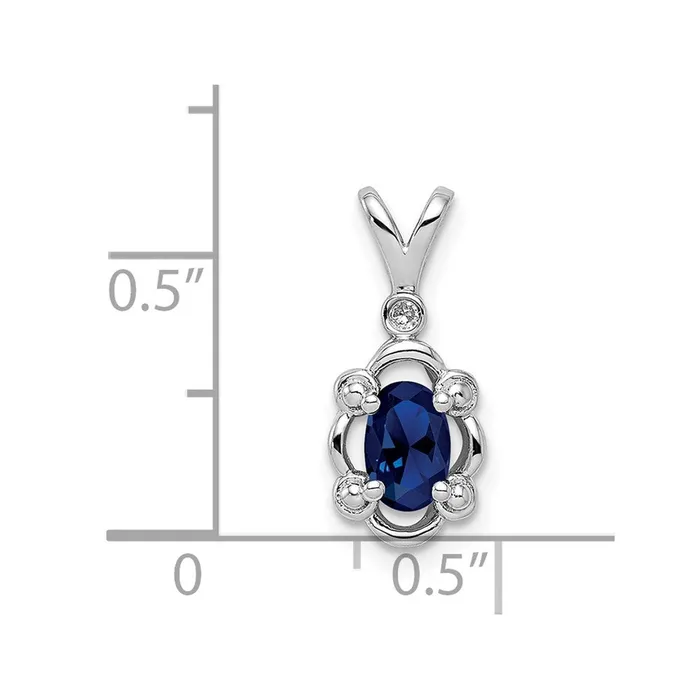 Sterling Silver Rhodiumplated Created Sapphire Diam Pendant TreasureFineJewelers Necklaces