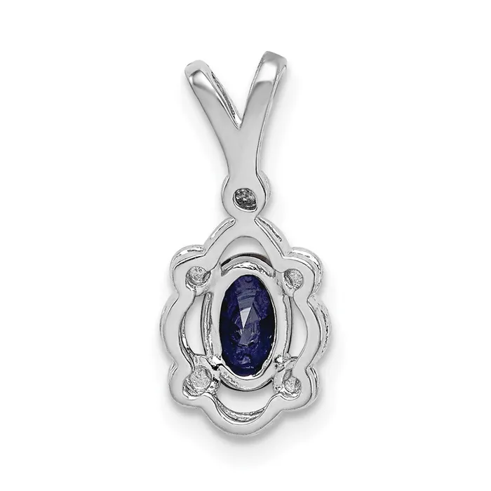 Sterling Silver Rhodiumplated Created Sapphire Diam Pendant TreasureFineJewelers Necklaces