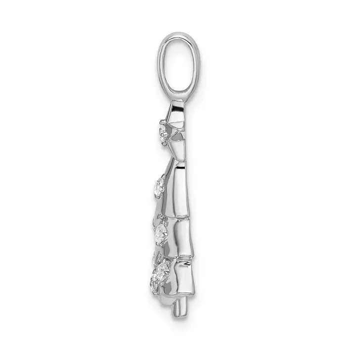 Sterling Silver Rhodiumplated CZ Christmas Tree Pendant TreasureFineJewelers Necklaces
