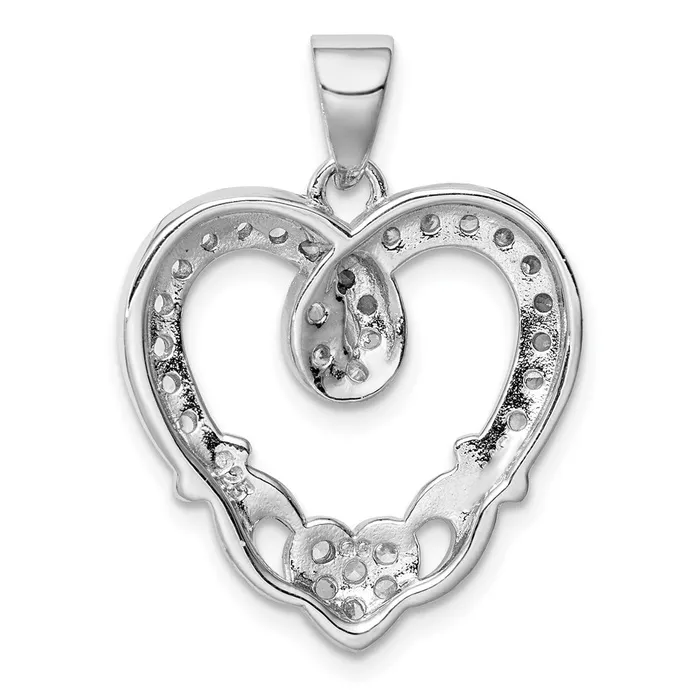 Sterling Silver Rhodiumplated CZ Heart Claddagh Pendant TreasureFineJewelers Necklaces