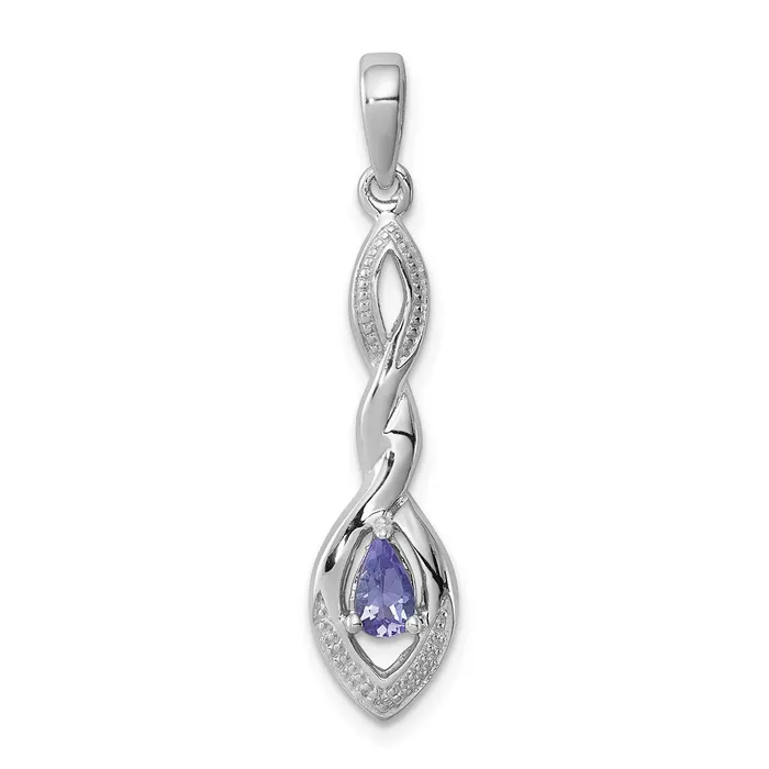 Sterling Silver Rhodium Plated Diamond Accent and Tanzanite Pendant TreasureFineJewelers Necklaces Sterling Silver Rhodium Plated Diamond Accent and Tanzanite Pendant TreasureFineJewelers Necklaces