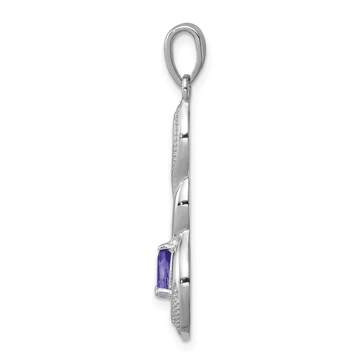 Sterling Silver Rhodium Plated Diamond Accent and Tanzanite Pendant TreasureFineJewelers Necklaces