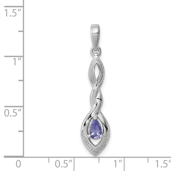 Sterling Silver Rhodium Plated Diamond Accent and Tanzanite Pendant TreasureFineJewelers Necklaces
