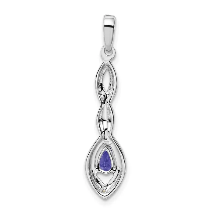 Sterling Silver Rhodium Plated Diamond Accent and Tanzanite Pendant TreasureFineJewelers Necklaces