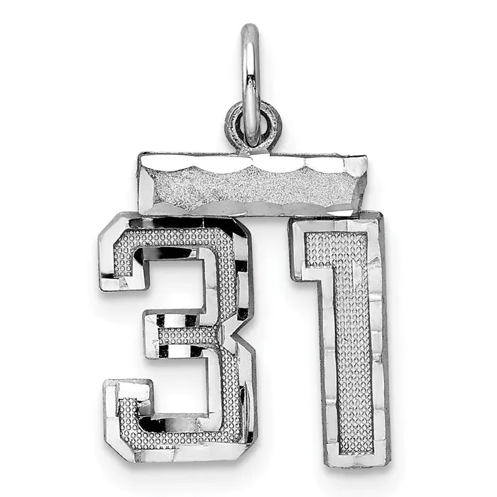 Sterling Silver Rhodiumplated Diamondcut 31 Charm TreasureFineJewelers Rings Sterling Silver Rhodiumplated Diamondcut 31 Charm TreasureFineJewelers Rings