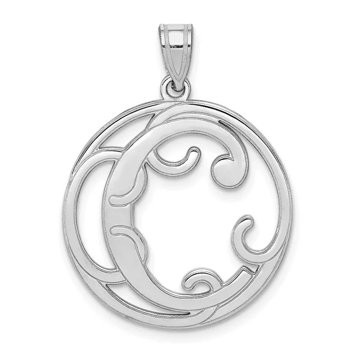 Sterling Silver Rhodiumplated Fancy Script Letter C Initial Pendant TreasureFineJewelers Necklaces Sterling Silver Rhodiumplated Fancy Script Letter C Initial Pendant TreasureFineJewelers Necklaces