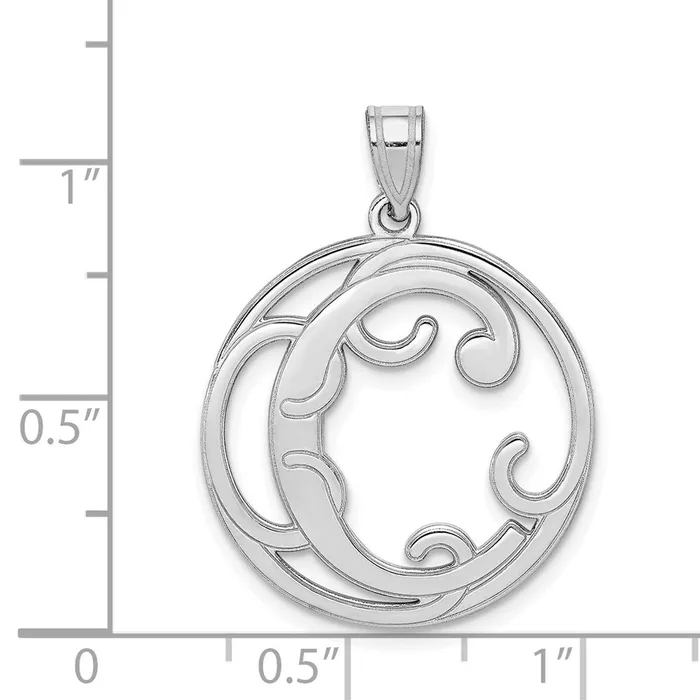 Sterling Silver Rhodiumplated Fancy Script Letter C Initial Pendant TreasureFineJewelers Necklaces
